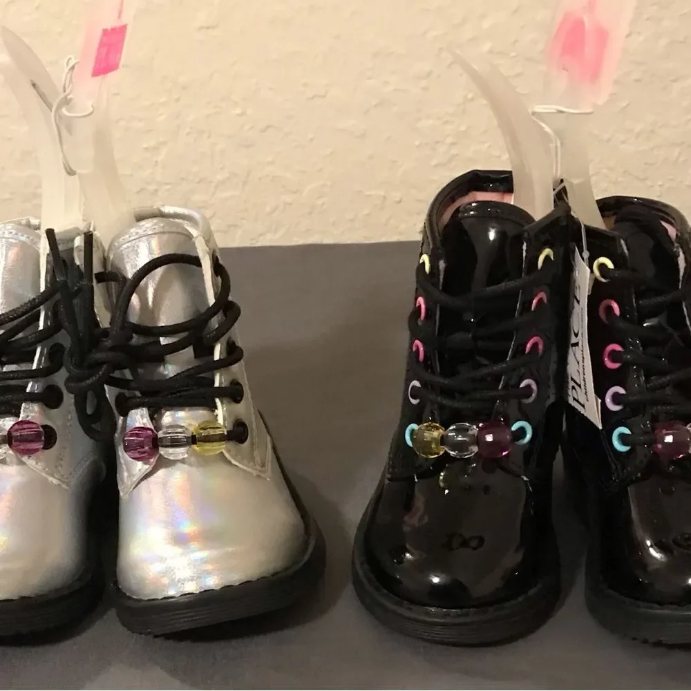 NEW - Children’s Place Black & Iridescent Toddler Girl Boots